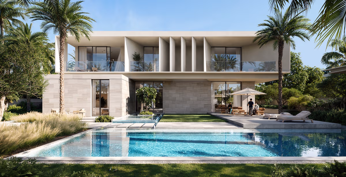 Emaar The Oasis — community pool and beach area render